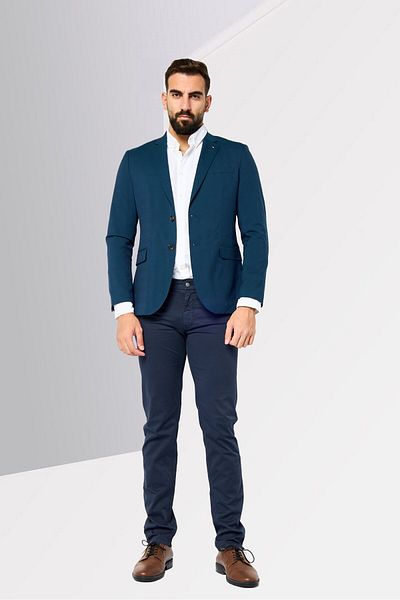 Tommy Hilfiger Men Tailored Fit Long Sleeves Checkered Blazer, Teal Green