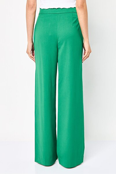 Gant Women Regular Fit Solid Wide Leg Pants, Green