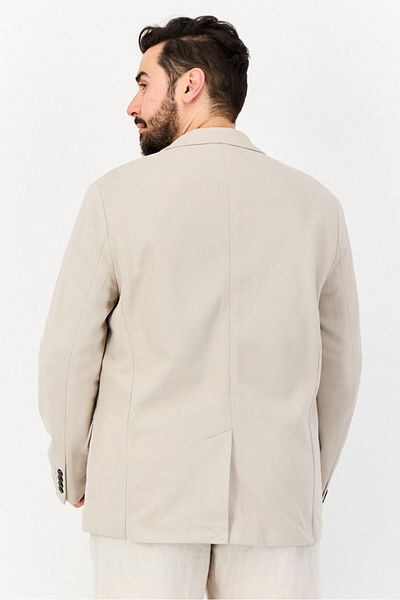 Esprit Men Regular Fit Textured Semi Formal Blazer, Light Beige