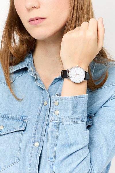 Timex Women T TW2R72400 Leather Analog Watch 36mm, Black