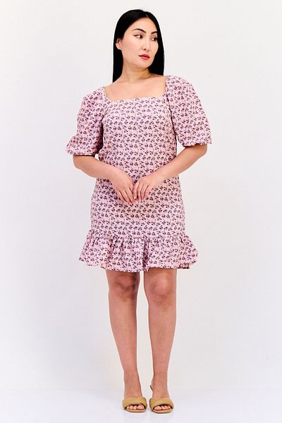 VILA Women Floral Print Mini Dress, Multicolor
