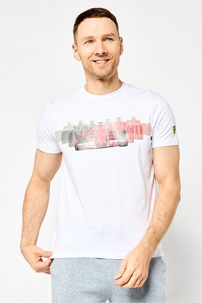 Scuderia Ferrari Men Sportswear Fit Short Sleeve Outdoor T-shirt, White