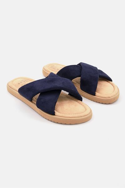 Tchibo Women Crisscross Slip On Flats, Navy Blue