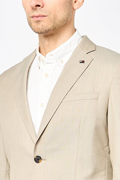 Tommy Hilfiger Men Tailored Fit Plain Semi Formal Blazer, Tan