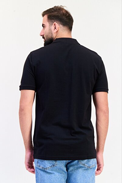 John Richmond Men Regular Fit Brand Logo Short Sleeves Polo Shirt, Black