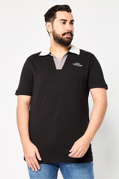 John Richmond Men Regular Fit Brand Logo Short Sleeves Polo Shirt, Black