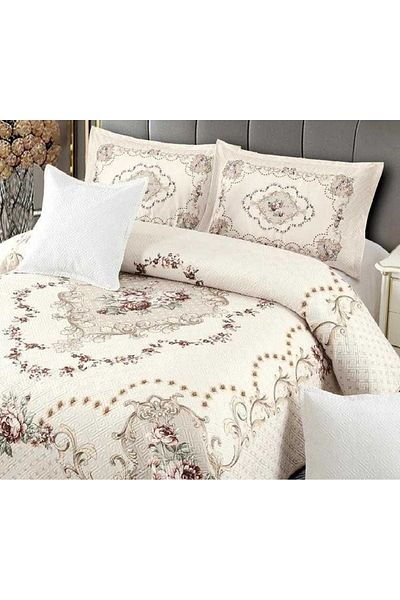 CHIRASO CHIRASO Velvet Duvet Cover Set, 5 Pieces, 230x250, Flower Print, Cream White
