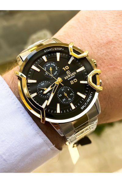 Reward Men's Wrist Watch Waterproof Silver Color Steel Cord Men Wrist Watch Wristband Gift