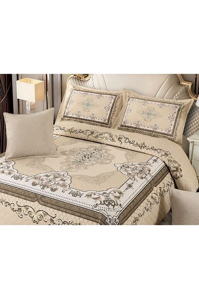 CHIRASO CHIRASO Velvet Duvet Cover Set, 5 Pieces, 230x250, Abstract Print, cream-brown
