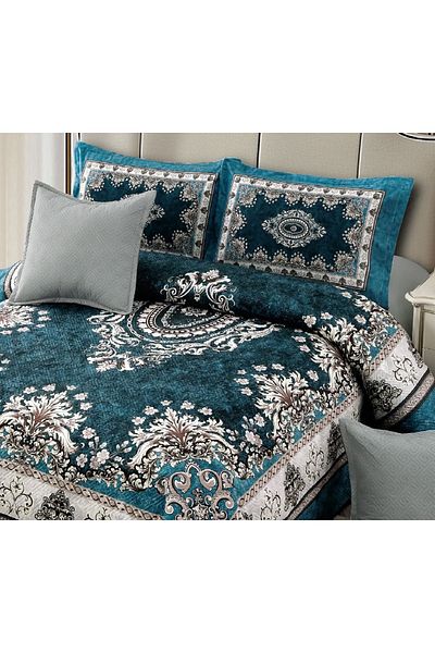 CHIRASO CHIRASO Velvet Duvet Cover Set, 5 Pieces, 230x250, Abstract Print, dark turquoise