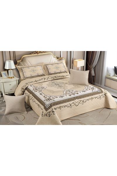 CHIRASO CHIRASO Velvet Duvet Cover Set, 5 Pieces, 230x250, Abstract Print, cream-brown