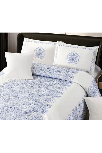 CHIRASO CHIRASO Velvet Duvet Cover Set, 5 Pieces, 230x250, Abstract Print, white-blue