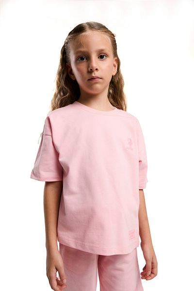 U.S. Polo Assn. Girls' Crew Neck 100% Cotton Bermuda Suit Th90Cl.Pl20