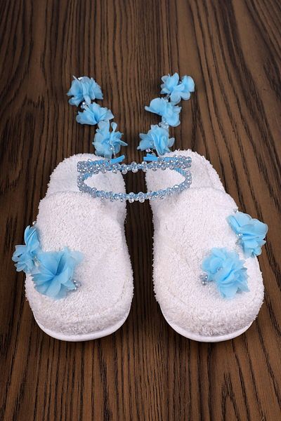 ByLohusa Blue Dangling Earrings Crown and Slippers 1014