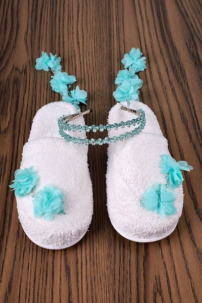 ByLohusa Turquoise Dangling Earrings Crown and Slippers 1014