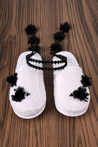 ByLohusa Black Dangling Earrings Crown and Slippers 1014
