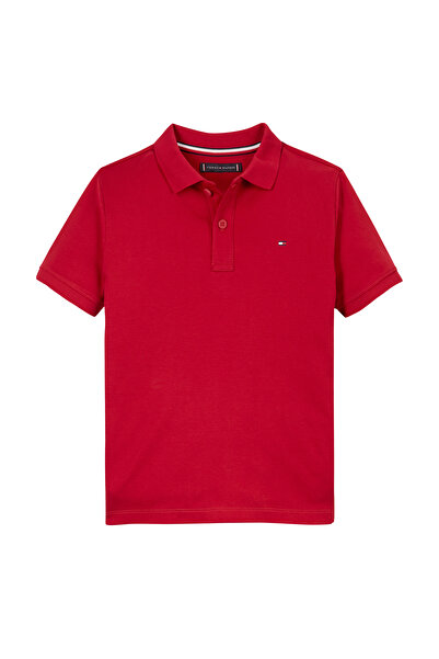 Tommy Hilfiger Boys Medium Red Interlock Regular Fit Short Sleeve Polo T-Shirt