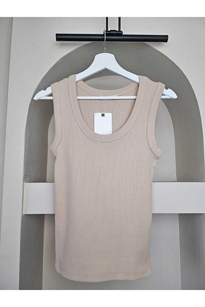 Telablanka Square Neck Ribbed Undershirt__Beige