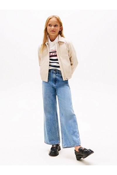 Tommy Hilfiger Girls Blue Sequin Flag Wide Leg Jeans