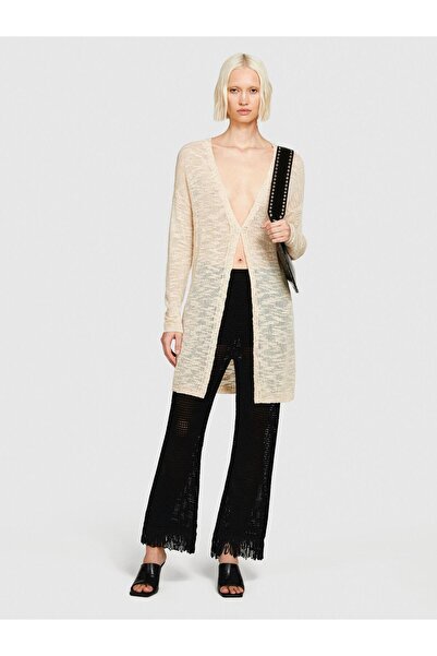 Sisley Pantaloni cu franjuri cu modele tricotate cu amestec vâscos Pantaloni ...