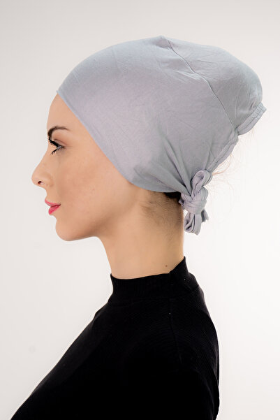 Şalcenneti.com Gray Color Bonnet with Seamless Tie Front