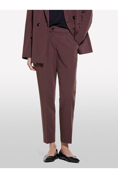 Sisley Viscose Blend Elastic Waist Pants Women Brown Pants - 325P4Kvxl5Cm7