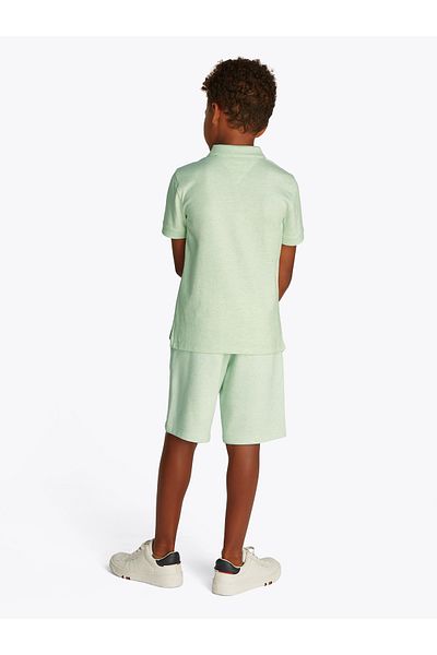 Tommy Hilfiger Boys Dew Green Heather Varsity Embroidery Short Sleeve Polo T-Shirt