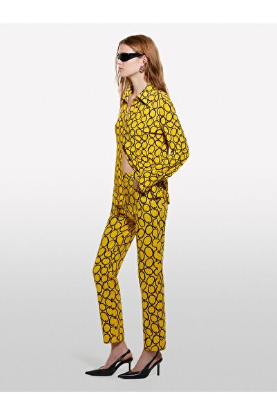 Sisley Бавовняні штани з 5 кишенями, приталені, до щиколоток, з принтом, жіно...