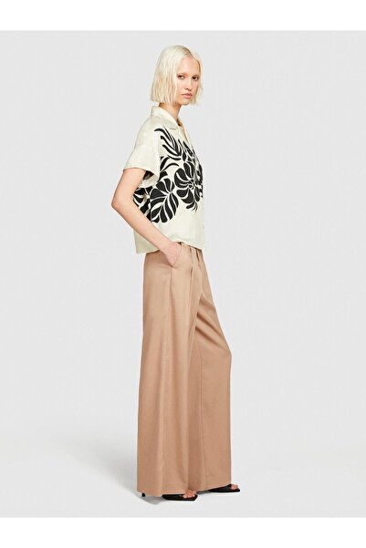 Sisley 100% Lyocell Front Double Pleated Back Piped Pocket Trousers Women's 1m7 Trousers - 324P483Glf05A