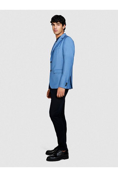 Sisley Stretch Cotton Belt Hole Slim Fit Pants Men's Black Trousers - 324P4Aihsf021