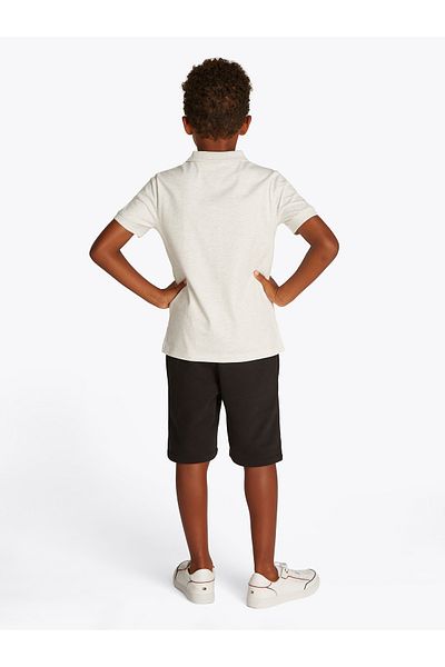 Tommy Hilfiger Boys Snow White Heather Varsity Embroidery Short Sleeve Polo T-Shirt