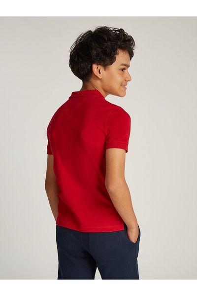 Tommy Hilfiger Boys Medium Red Interlock Regular Fit Short Sleeve Polo T-Shirt
