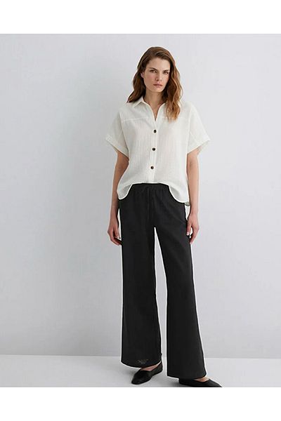 Mavi Linen Blended Black Women's Woven Trousers Dmk.101686.900.