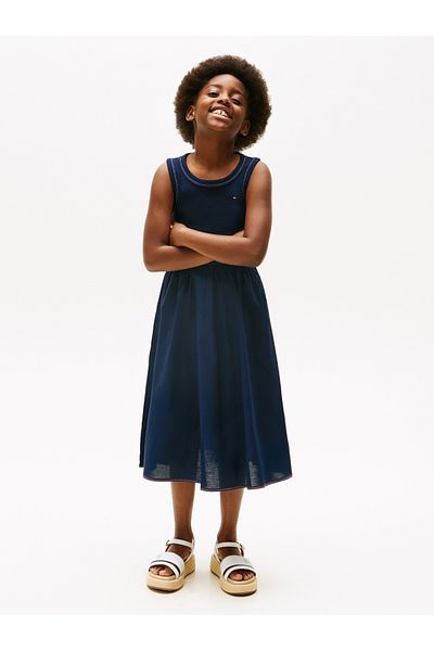 Tommy Hilfiger Girls Dark Night Navy Combi Dress Ss