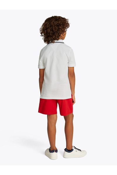 Tommy Hilfiger Boys White Flag Embroidery Short Sleeve Polo T-Shirt