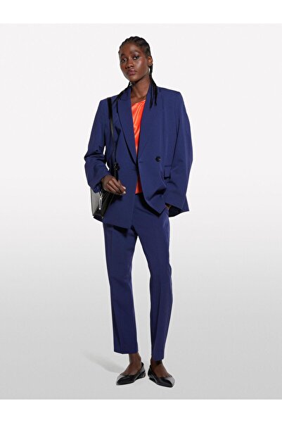 Sisley Штани з віскозною сумішшю та еластичним поясом, жіночі, темно-сині - 325p4kvxl5cm7