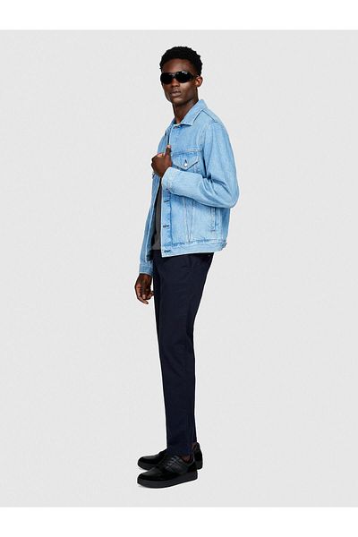 Sisley Slim Fit Vintage Effect Chino Παντελόνι Ανδρικό Navy Blue Παντελόνι - 323A4DM6SF02Y