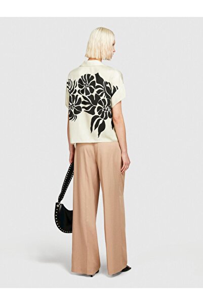 Sisley 100% Lyocell Front Double Pleated Back Piped Pocket Trousers Women's 1m7 Trousers - 324P483Glf05A