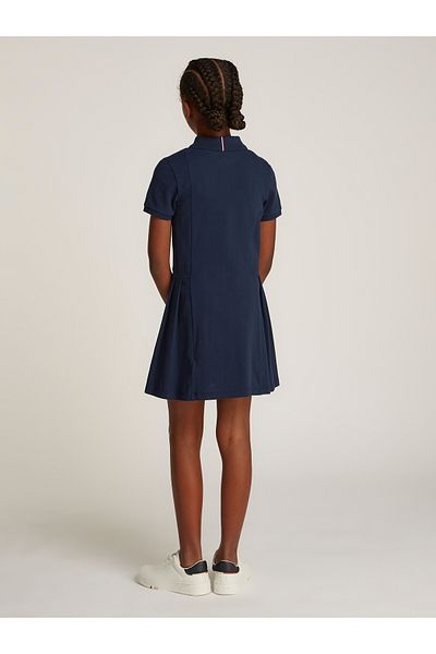 Tommy Hilfiger Girls Dark Night Navy Pleated Polo Dress