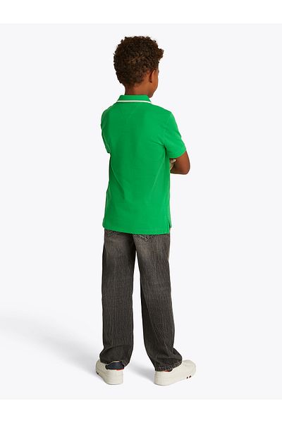 Tommy Hilfiger Tommy Hilfiger Boys Radiant Green Flag Embroidery Short Sleeve Polo T-Shirt