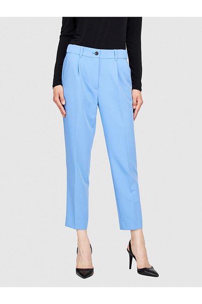 Sisley Viscose Blend Regular Waist Stretch Jogger Pants Women Blue Pants - 323A4Kvxl5Cm7