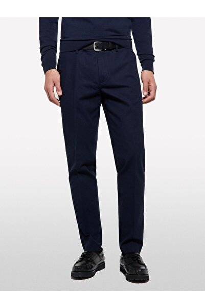 Sisley Streç Pamuklu Logo Detaylı Slim Fit Chino Pantolon Erkek Lacivert Pantolon - 325P4WOSSF053