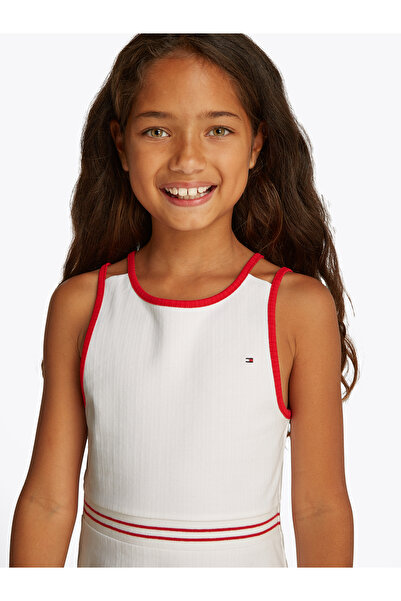 Tommy Hilfiger Girls White Contrast Binding Skater Dress
