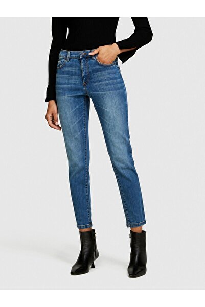 Sisley Pantaloni din denim stretch din bumbac talie înaltă Skinny Fit Pantaloni negri pentru femei - 324P44PMLE01K