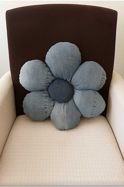 No Name Atelier Soft Denim Daisy Pillow