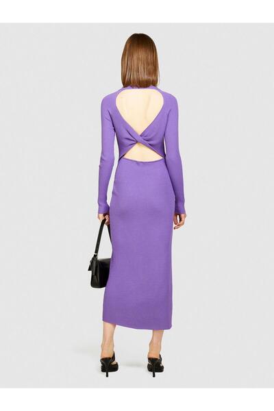 Sisley Viscose Blend Wide Collar Raglan Sleeve Long Dress Women 3m1 Dress - 324P1B7Ymv00M