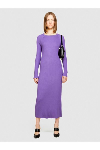 Sisley Viscose Blend Wide Collar Raglan Sleeve Long Dress Women 3m1 Dress - 324P1B7Ymv00M