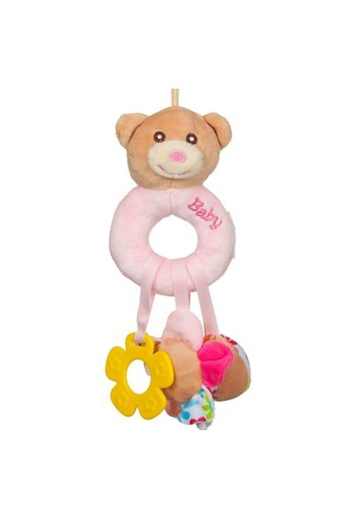 SyaMAG Plush Teddy Bear Rattle Toy, 25 cm, Pink Color, For Girls