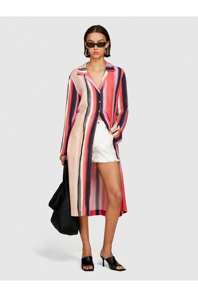 Sisley Cămașă Guler Somon Standard Rochie Femei 5ZDNLQ07A