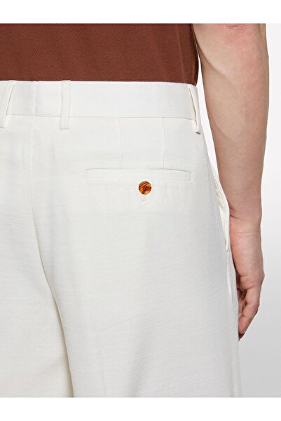Sisley 100% Cotton Slit Detailed Regular Fit Bermuda Shorts Men's Cream Shorts - 325P4Gj0S9018